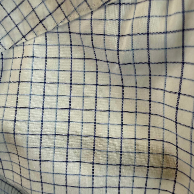 Banana Republic, Blue Windowpane, Ruffled Collar Shirt, Slim Fit, Non-Iron, Large